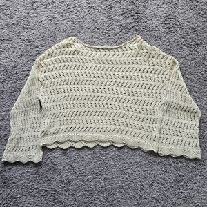 American Eagle Outfitters Cream Crochet Blouse